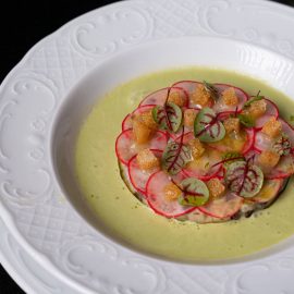 Crudo de Bar Seabass TareTare Lunch Menu summer 