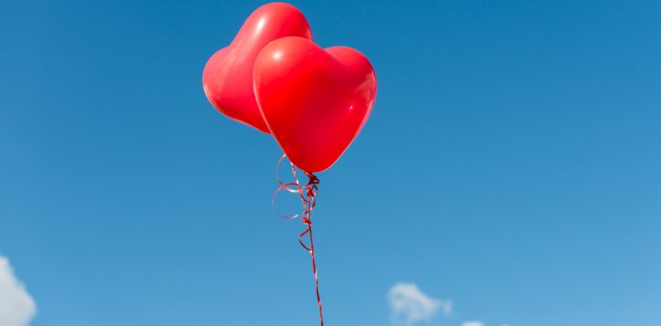 valentineheartballoonagainstblueskybackground