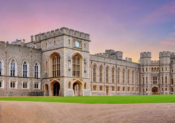 Windsor Castle courtyard at dusk