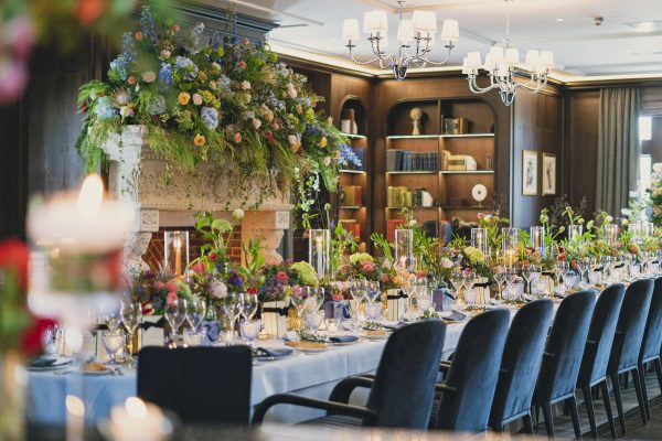 Wedding decorations in the library club at Fairmont Windsor Park