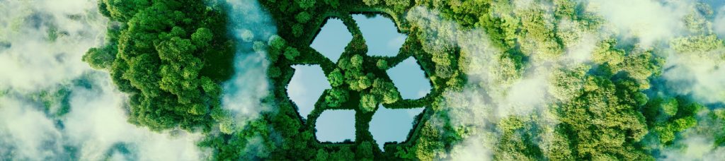 Green forest recycling symbol representing sustainability at Fairmont Windsor Park.