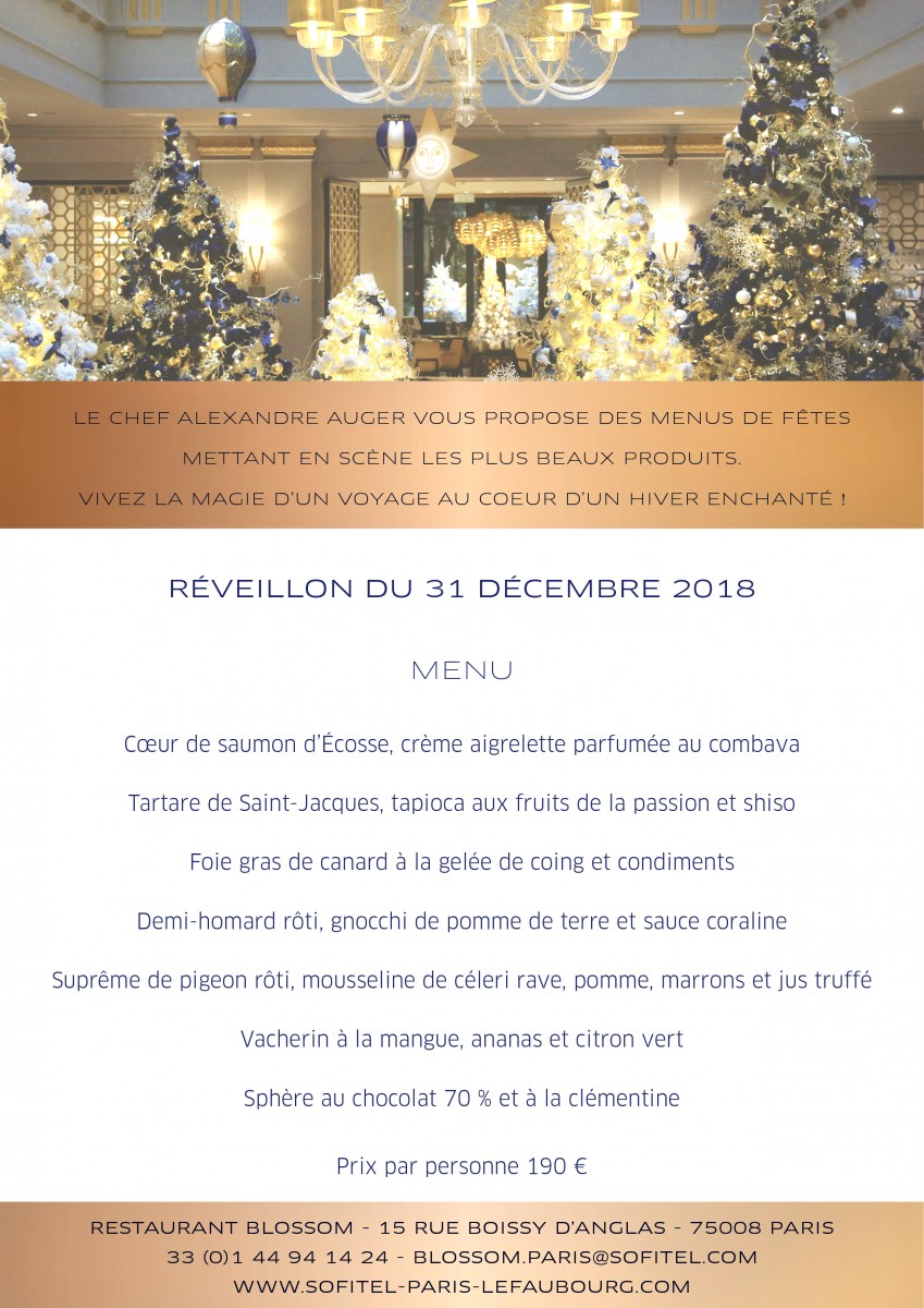 Sofitel Paris Le Faubourg - Menu-de-réveillon-du-31-décembre-2018